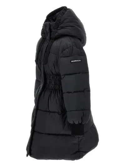Monnalisa Hooded Puffer Coat In Black