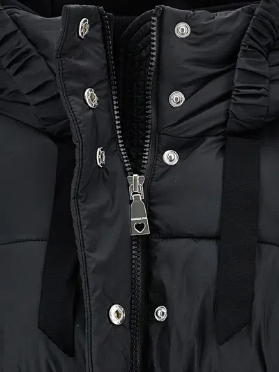 Monnalisa Hooded Puffer Coat In Black