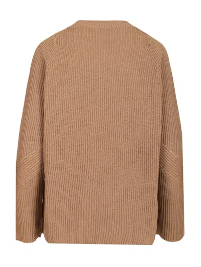 S Max Mara Molveno Crewneck Wool Ribbed Sweater Knitwear Beige In Brown