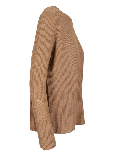 S Max Mara Molveno Crewneck Wool Ribbed Sweater Knitwear Beige In Brown