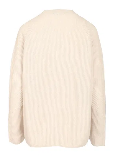 S Max Mara Molveno Crewneck Wool Ribbed Sweater Knitwear White In Multi