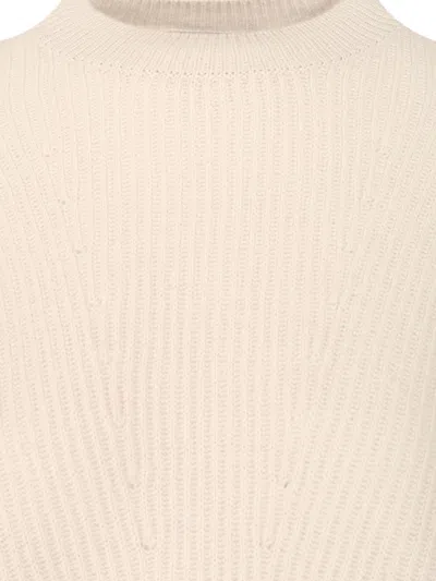 S Max Mara Molveno Crewneck Wool Ribbed Sweater Knitwear White In Multi