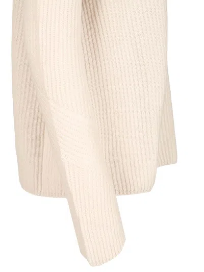 S Max Mara Molveno Crewneck Wool Ribbed Sweater Knitwear White In Multi