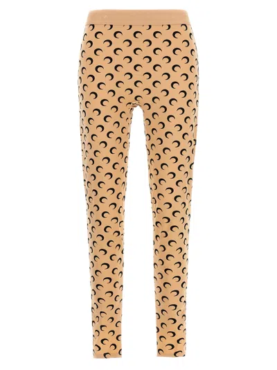Marine Serre Beige Recycled Moon Jersey Stirrup Leggings In Brown