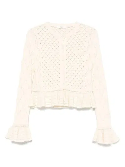 Chloé Latte-colored Crochet Cardigan In Blend In Neutral