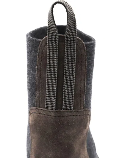 Brunello Cucinelli Lather Boots With Cashmere Detail