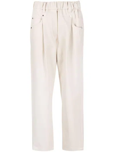 Brunello Cucinelli Cotton Trousers In Gray