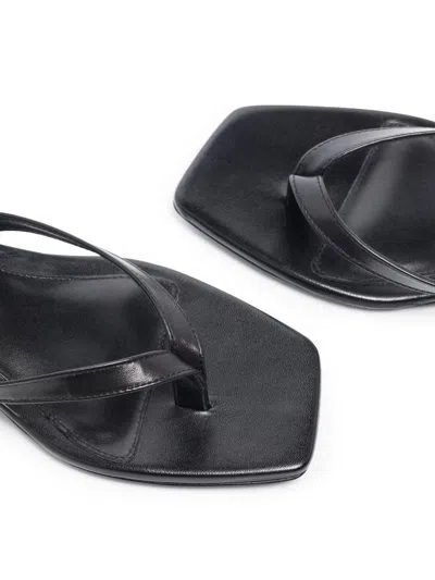 Totême Toteme Black Thong Sandal With Heel In Leather Women