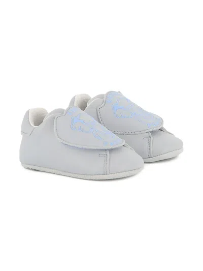 Kenzo Logo-embroidered Sneakers In Blue