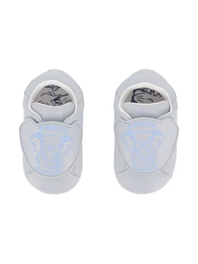 Kenzo Logo-embroidered Sneakers In Blue