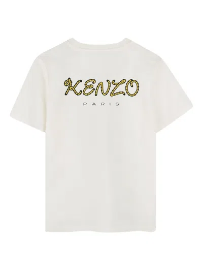 Kenzo Ivory T-shirt For Kids With Kotora In White
