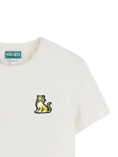Kenzo Ivory T-shirt For Kids With Kotora In White