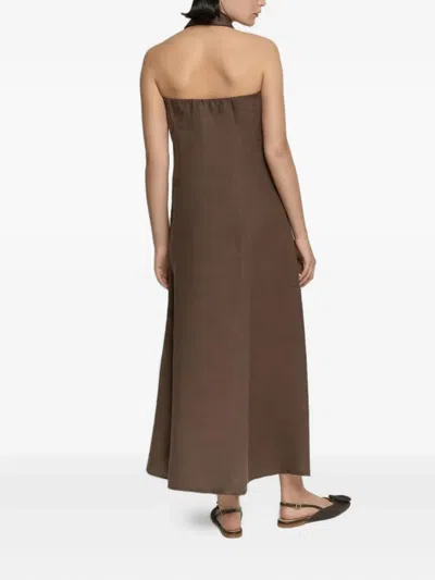 Iblues Linen Halterneck Dress In Brown