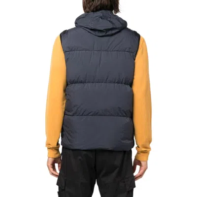 Stone Island Crinkle Reps Down Vests 'black' In Blue