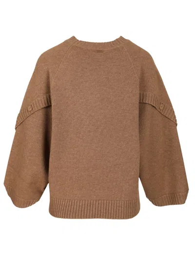 Max Mara Womens Hazelnut Brown Ampex Round-neck Wool And Cashmere-blend Jumper