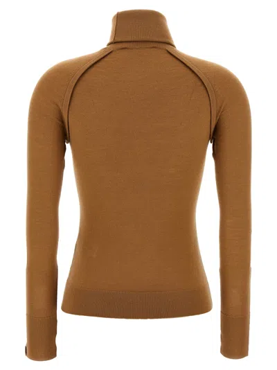 Victoria Beckham Women's Roll Neck Wool Jumper Sweater In Brown