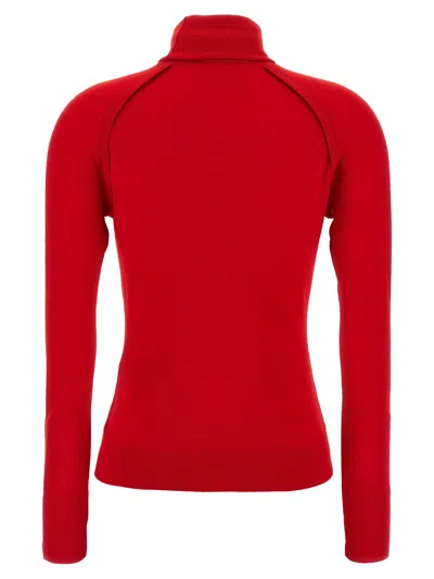 Victoria Beckham Turtleneck Raglan Long-sleeve Sweater In Red