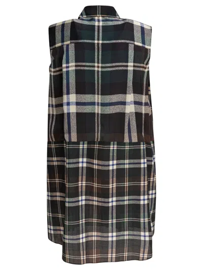 Sacai Plaid Print Dress Dresses Black