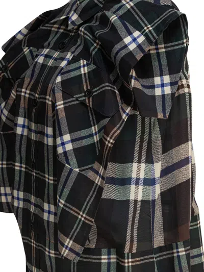 Sacai Plaid Print Dress Dresses Black