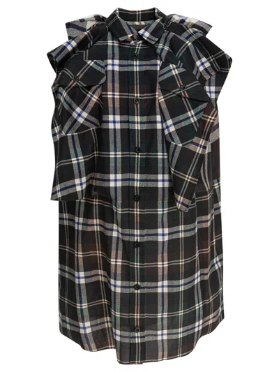 Sacai Plaid Print Dress Dresses Black