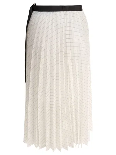 Sacai Pleated Skirt Skirts White