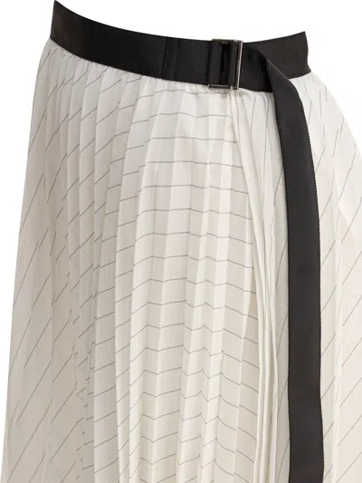 Sacai Pleated Skirt Skirts White