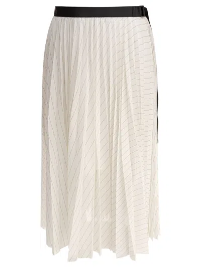 Sacai Pleated Skirt Skirts White