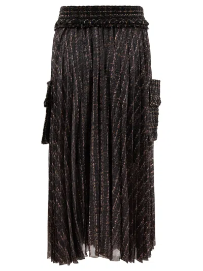 Sacai Pleated Skirt With Cargo Pockets Skirts Black