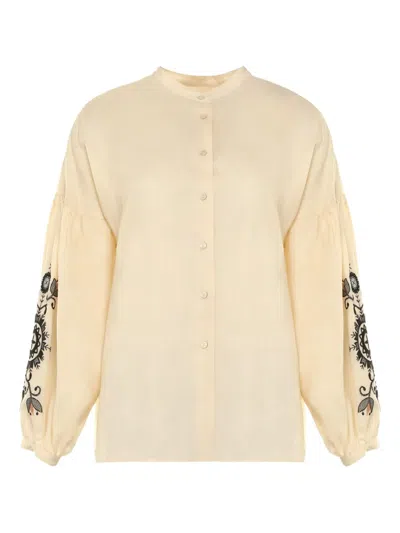Weekend Max Mara Embroidered Balloon-sleeve Blouse