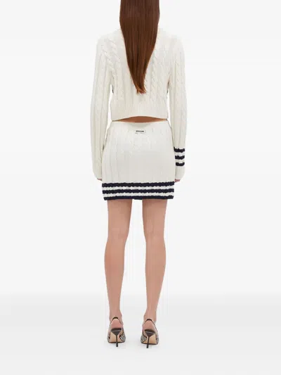 Msgm Cable-knit Striped Mini Skirt In White