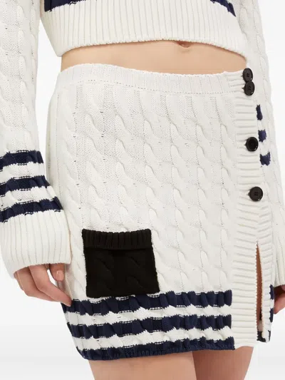 Msgm Cable-knit Striped Mini Skirt In White