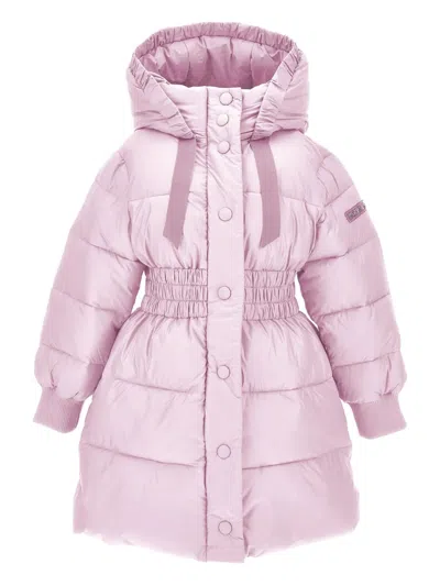 Monnalisa Hooded Puffer Coat In Purple