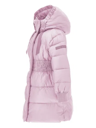 Monnalisa Hooded Puffer Coat In Purple