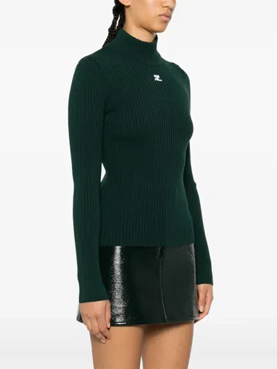 Courrèges Re-edition Rib Knit Mockneck Sweater