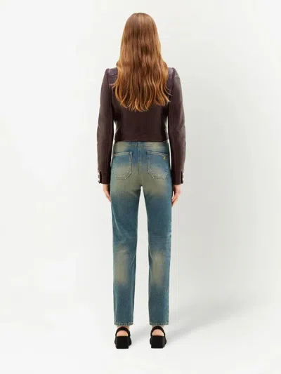 Courrèges Logo-patch Cropped Jacket In Burgundy