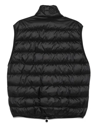 Moncler Puffer Sleeveless High Collar Vest In Black