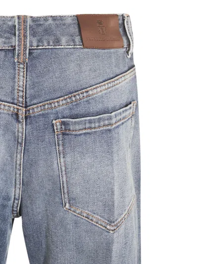 Brunello Cucinelli Straight Leg Trousers Belt Loops In Blue