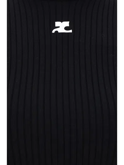 Courrèges Reedition Short Sleeves Ribbed Knitted Sweater Clothing