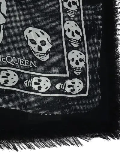 Alexander Mcqueen Skull-print Silk Scarf In Black