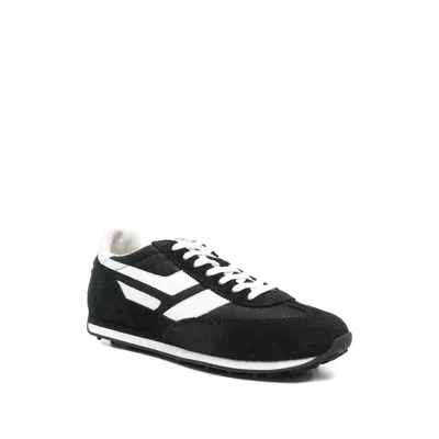 Tom Ford Suede Sneakers With Contrast Panels And Flat Sole In Black