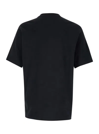 Amiri Black Crewneck T-shirt With Logo Lettering Print On The Front In Cotton Man In Black