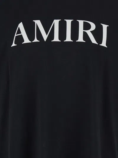 Amiri Black Crewneck T-shirt With Logo Lettering Print On The Front In Cotton Man In Black