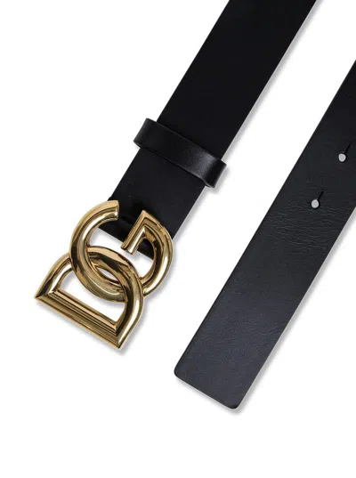 Dolce & Gabbana Logo-plaque Leather Belt In Brown