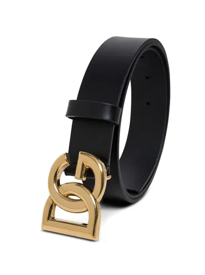 Dolce & Gabbana Logo-plaque Leather Belt In Brown