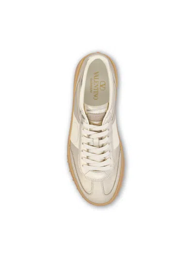Valentino Village High-top Sneakers With Unique Leather Imperfections In Silver