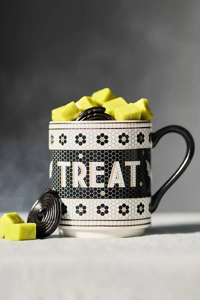 Anthropologie The Bistro Tile Stoneware Mug: Halloween Edition