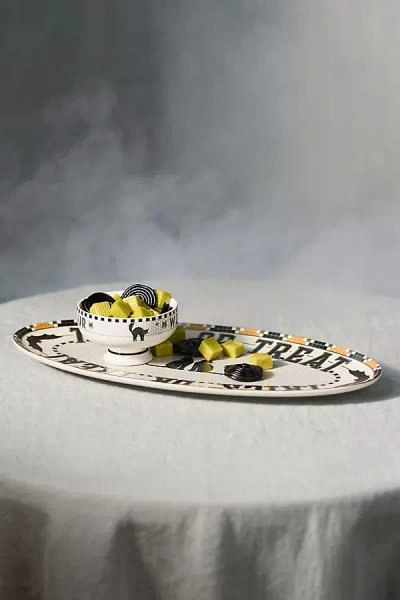 Anthropologie The Bistro Tile Stoneware Serving Platter: Halloween Edition
