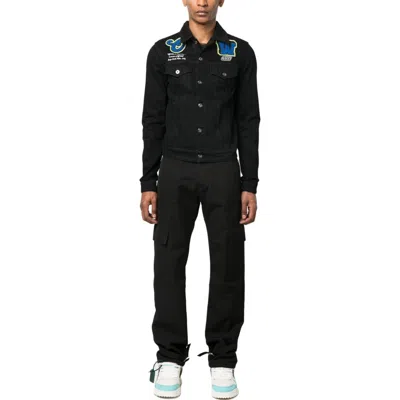 Off-white Varsity Patch Denim Jacket 'black Blue'