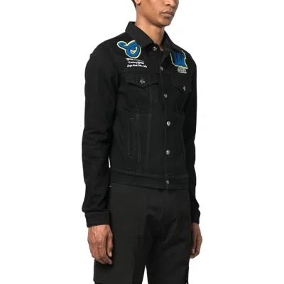 Off-white Varsity Patch Denim Jacket 'black Blue'