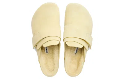 Birkenstock Suede Sandals With Real Fur Inner In Yellow